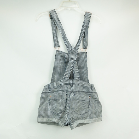 Tinseltown Striped Conductor Overall Shorts YL - Picture 4 of 8